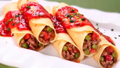 Panqueca de carne e creme de cebola