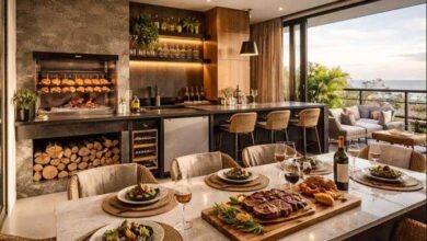 Area gourmet em apartamento com churrasqueira Imagem Divulgacao Gerada por IA