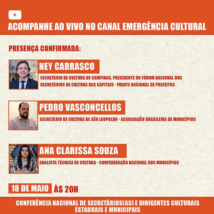 São Leopoldo: Secult mobiliza webconferência sobre a Lei de Emergência Cultural nesta segunda-feira, 18 1 secult são leopoldo